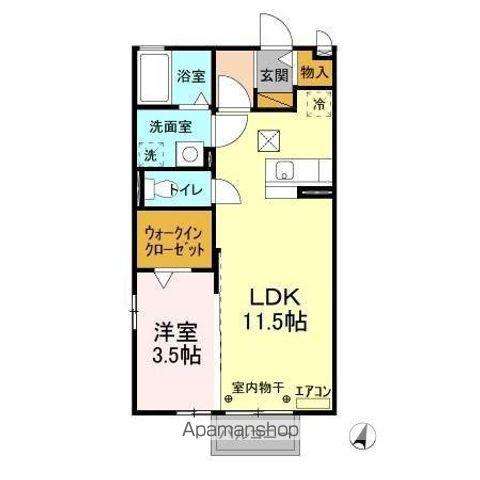 クロスクローバーⅢ(1LDK/1階)の間取り写真