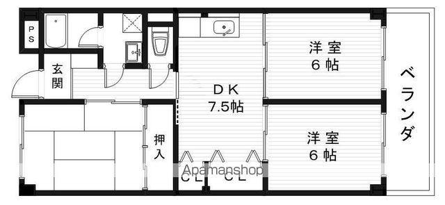 リンピア山川(3DK/1階)の間取り写真