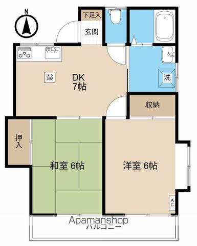 グランジュテ(2DK/1階)の間取り写真