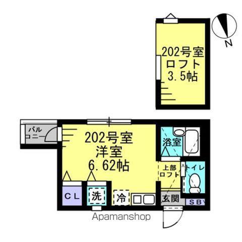 ヒルズ富岡(ワンルーム/2階)の間取り写真
