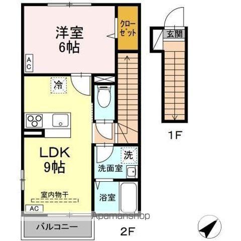 コンフォートシエル(1LDK/2階)の間取り写真