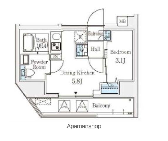クラリティア文京湯島(1DK/9階)の間取り写真