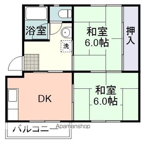 松富団地2号棟(2DK/5階)の間取り写真
