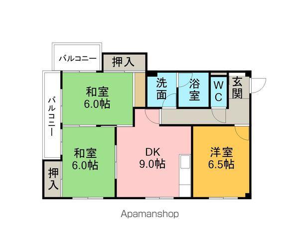 第二大嶽ビル(3DK/8階)の間取り写真