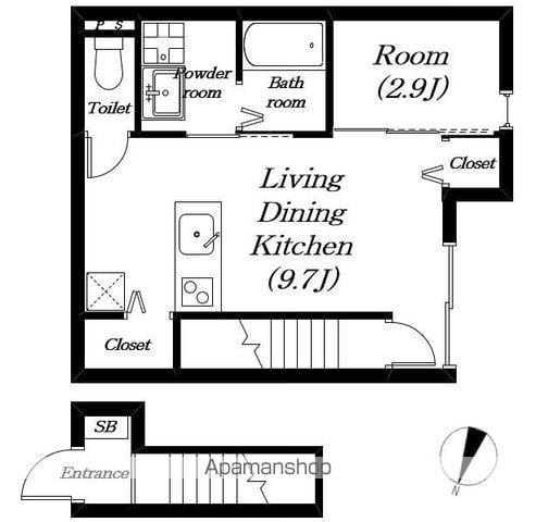 エトワール下坂浜A(1LDK/2階)の間取り写真