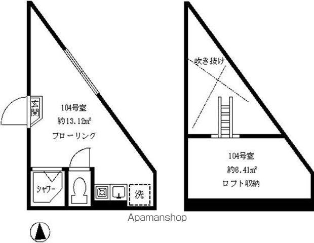 フェイスシャイニー(ワンルーム/1階)の間取り写真