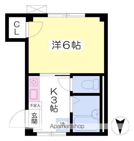 フォレスト内浜(1K/3階)の間取り写真