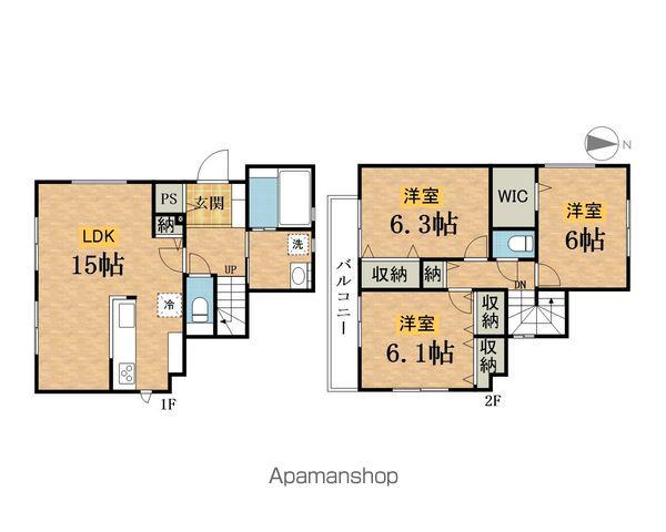 京王電鉄高尾線 山田駅(東京) 徒歩10分 2階建 築1年(3LDK)の間取り写真