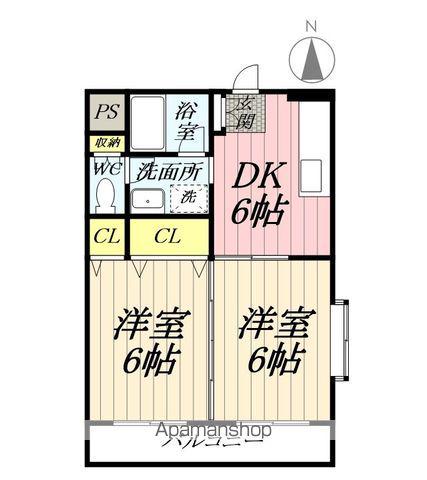 パレスK(2DK/2階)の間取り写真