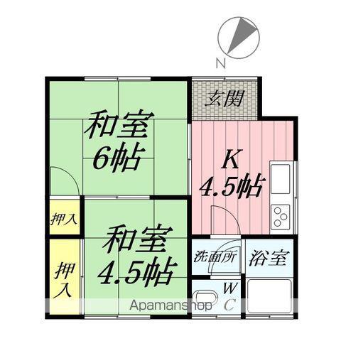 鈴木荘(2K/1階)の間取り写真