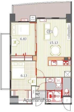 アントゥール薬院(2LDK/12階)の間取り写真