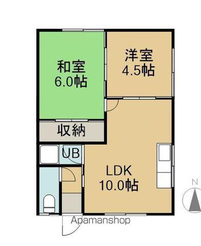 上田荘(2LDK/1階)の間取り写真