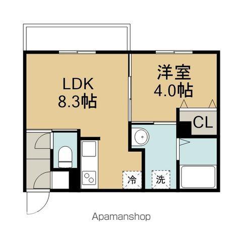 黄金北3丁目MS B棟(1LDK/3階)の間取り写真