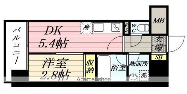 デュオフラッツ仙台木町通リネア(1DK/3階)の間取り写真
