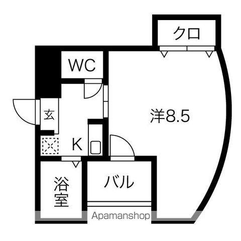 マリオン吹上(1K/5階)の間取り写真