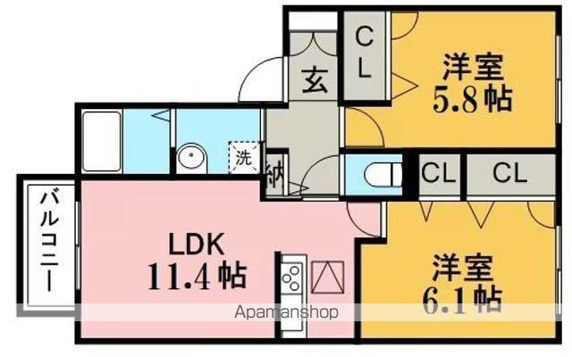 サンライズ北野(2LDK/1階)の間取り写真