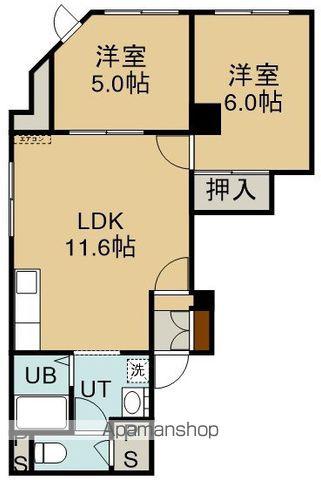 コーポ宮島(2DK/2階)の間取り写真