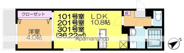 グランビュー鎌ケ谷(1LDK/2階)の間取り写真