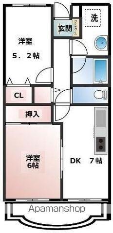 アムール吉野(2DK/3階)の間取り写真