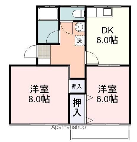 寿ハイツ(2DK/4階)の間取り写真
