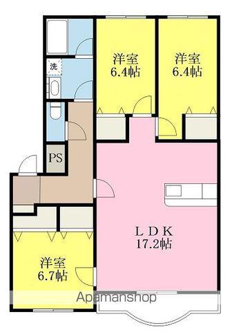 ブライムボォウレジデンスA棟(3LDK/3階)の間取り写真