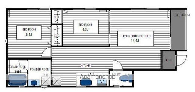 アイル井ヶ(2LDK/1階)の間取り写真