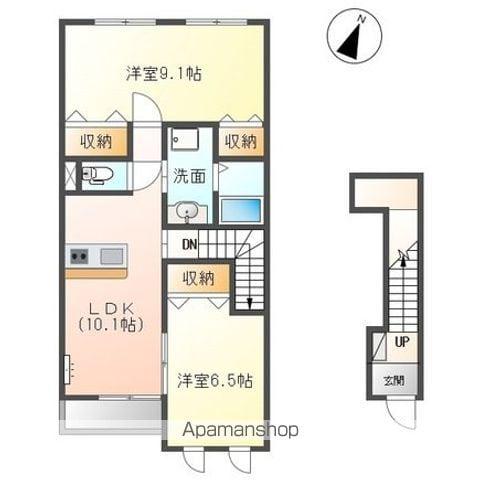 ヴァンルージュⅢ(2LDK/2階)の間取り写真