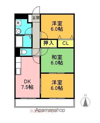 シャルムメゾン(3DK/3階)の間取り写真