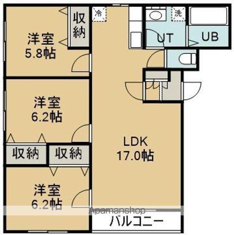 グランメール本通Ⅰ(3LDK/1階)の間取り写真