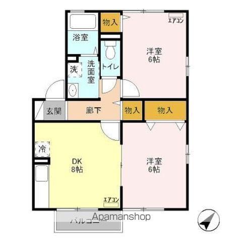 ポテトフィールド清水(2DK/2階)の間取り写真