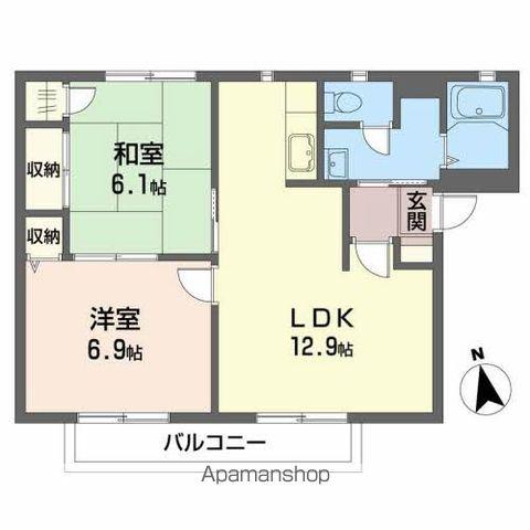 ボヌール笹谷B(2LDK/2階)の間取り写真