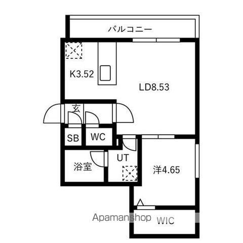 麻生3丁目MS(1LDK/3階)の間取り写真