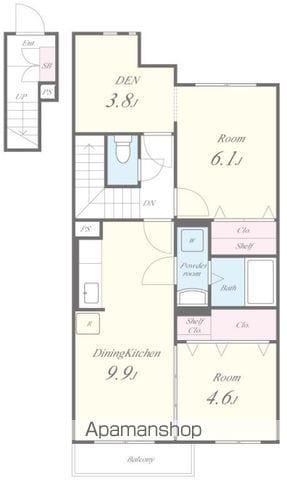 ジャルダンドゥトゥルーヌスゥル(2SDK/2階)の間取り写真