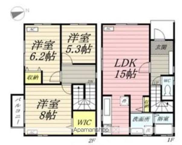 青梅線 昭島駅 徒歩7分 2階建 築29年(3LDK)の間取り写真