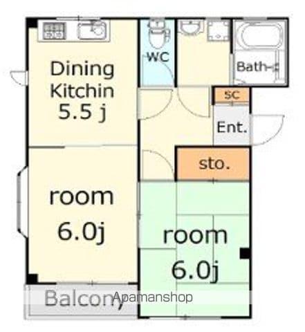 MINTハイツ柏(2DK/3階)の間取り写真