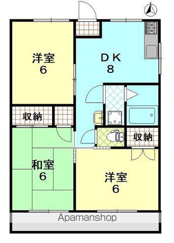 パールハイツ寺尾B(3DK/2階)の間取り写真