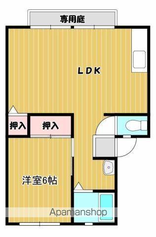サンビレッジ弐番街 D棟(1LDK/1階)の間取り写真