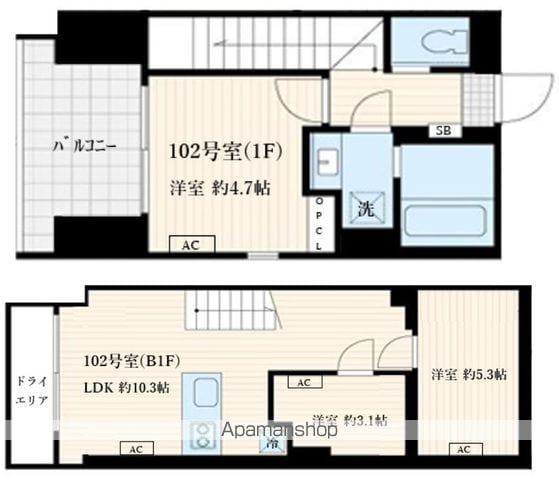 SKULD神楽坂(3LDK/1階)の間取り写真