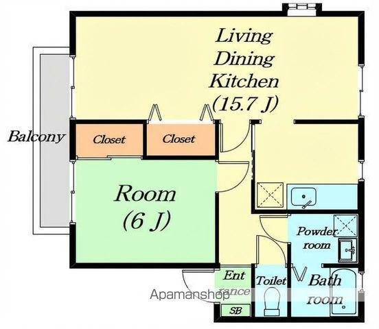 ベラージオ(1LDK/2階)の間取り写真