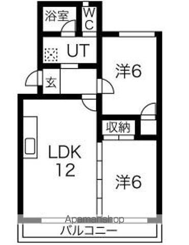 パークヒルズ雁宿(2LDK/1階)の間取り写真