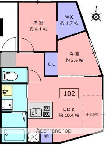 LOTUS NAKANOSHINBASHI(2LDK/2階)の間取り写真