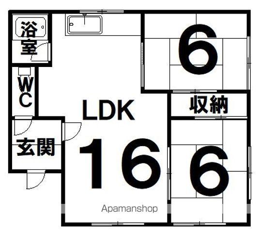 根室本線 武佐駅(北海道) 徒歩54分 2階建 築37年(2LDK/1階)の間取り写真