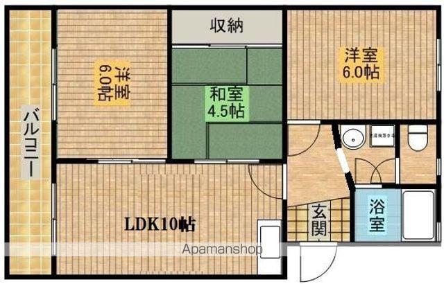 サンハイツ羽佐田(3LDK/3階)の間取り写真