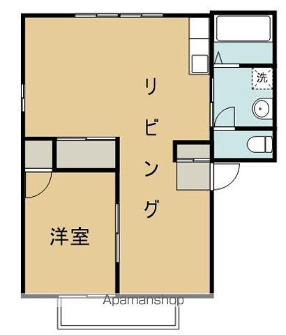 シャトーミキB棟(1LDK/2階)の間取り写真