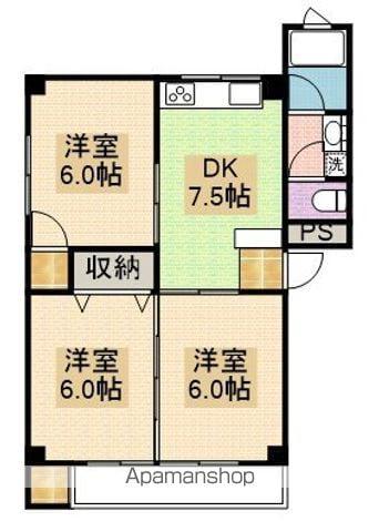 あそみハイツ(3DK/4階)の間取り写真