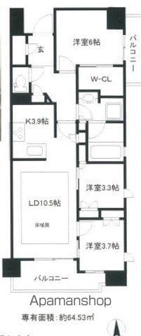 オーベル三鷹(3LDK/8階)の間取り写真