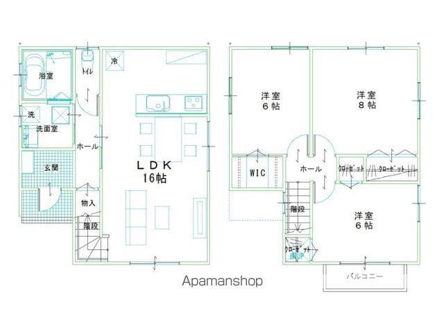 伊予鉄道城南線 道後公園駅 徒歩30分 2階建 新築(3LDK)の間取り写真