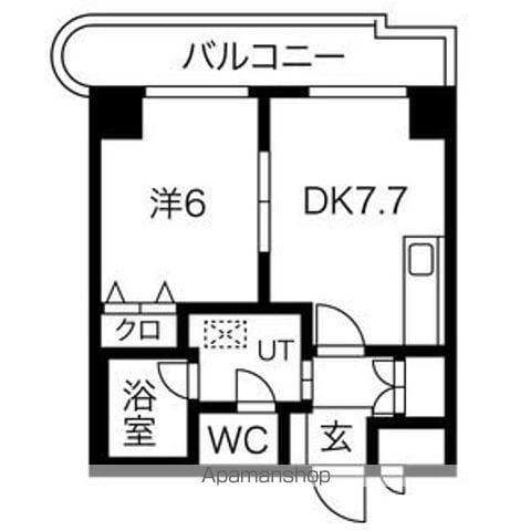サンタの館医大前(1LDK/7階)の間取り写真