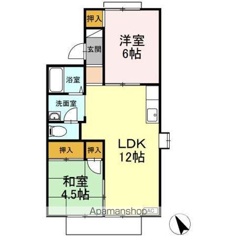 冬築タウン B棟(2LDK/1階)の間取り写真