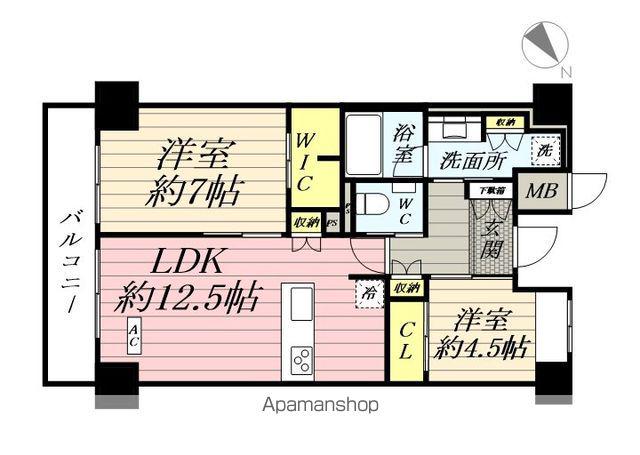 クラシアム神奈川台場(2LDK/7階)の間取り写真